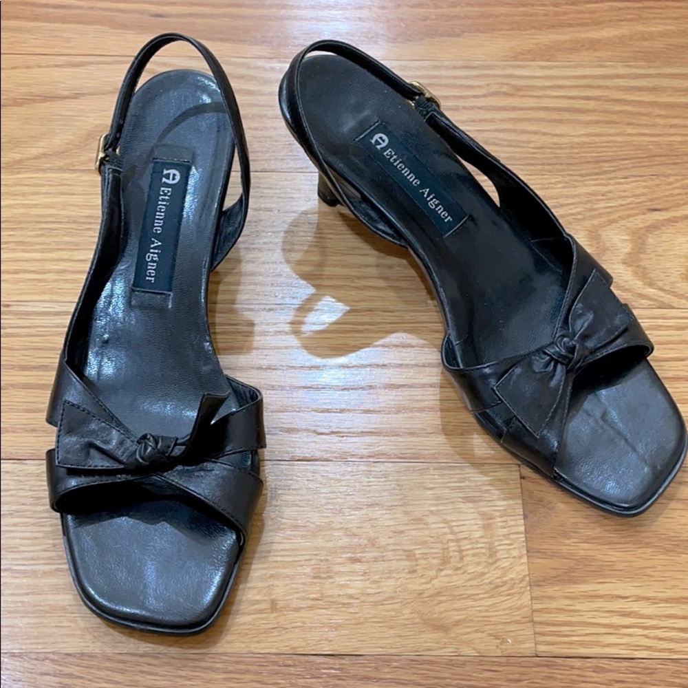 **Étienne Aigner Tomorrow Leather Heeled Sandals 8.5
